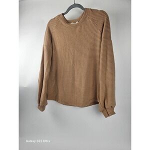 Women's, long sleeve top, ribbed and super soft, szXS, LIGHT brown
